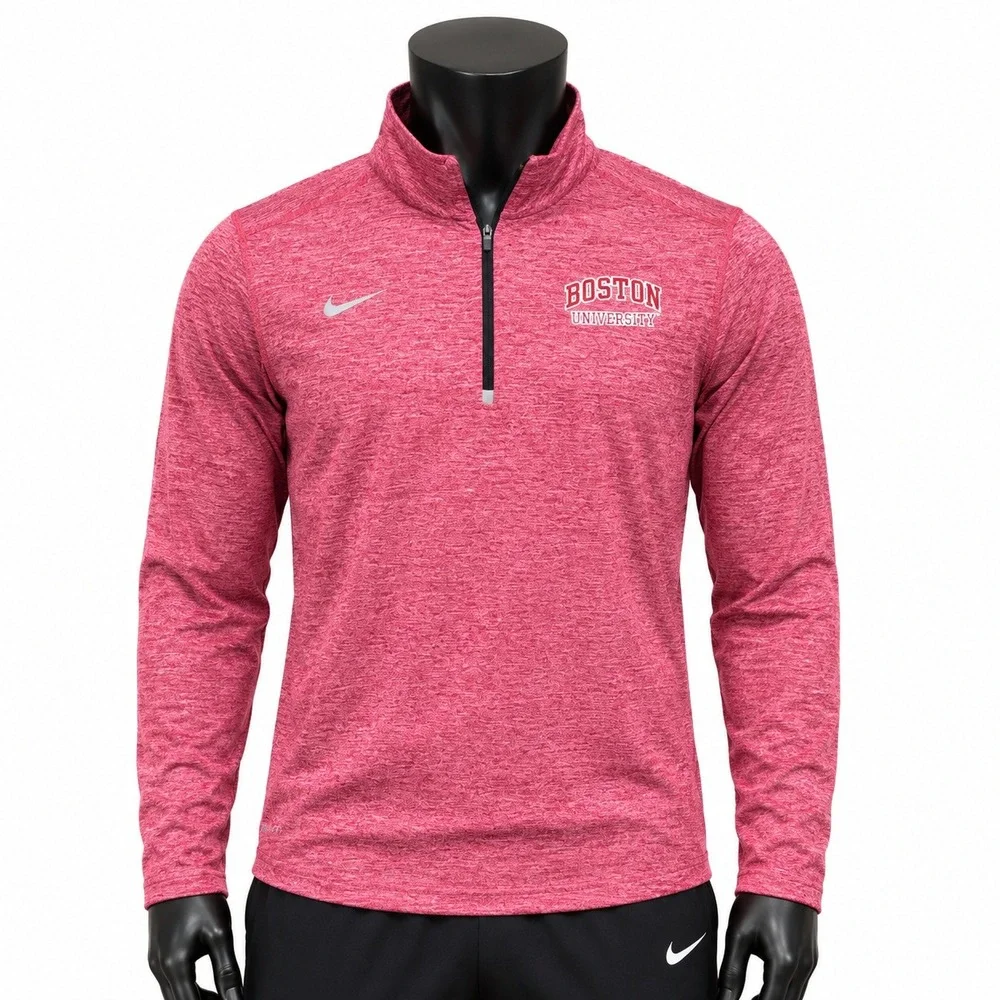 Nike Boston University Dri-FIT Quarter Zip Pullover Mens Medium Red Heathered